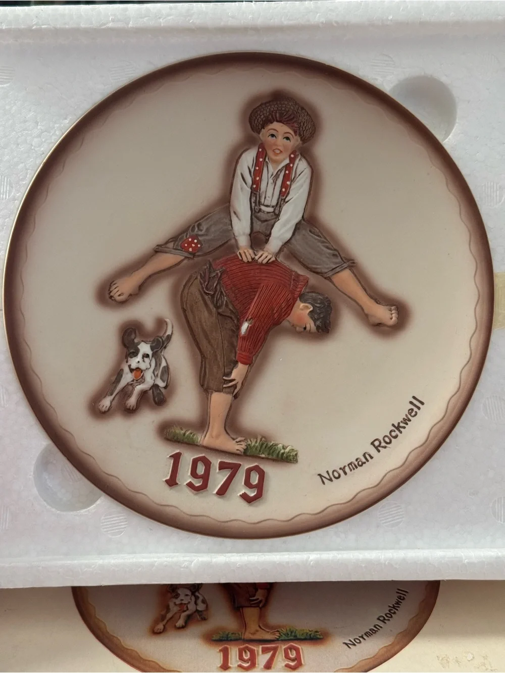 Norman Rockwell First Edition 1979 Annual Plate “Leapfrog”